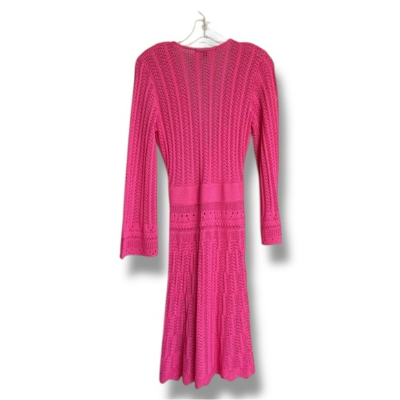 Boston Proper Crochet Surplice A-Line Dress & Slip Shocking Pink Size Small - Picture 8 of 15